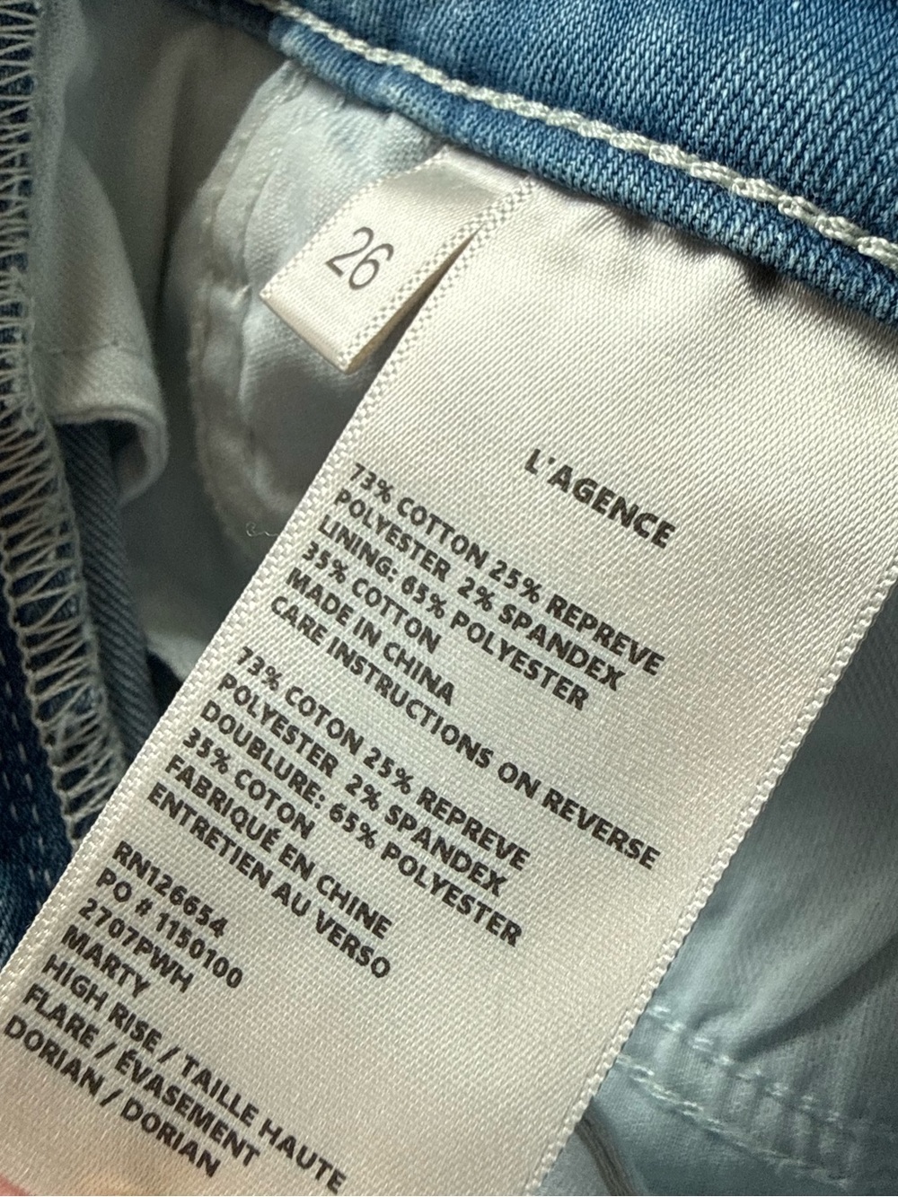L’AGENCE Marty Flare Jeans Dorian Light Blue Boho Casual Women’s Size 26 - Picture 10 of 10